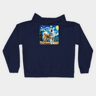 Starry Akita Dog Portrait - Pet Portrait Kids Hoodie